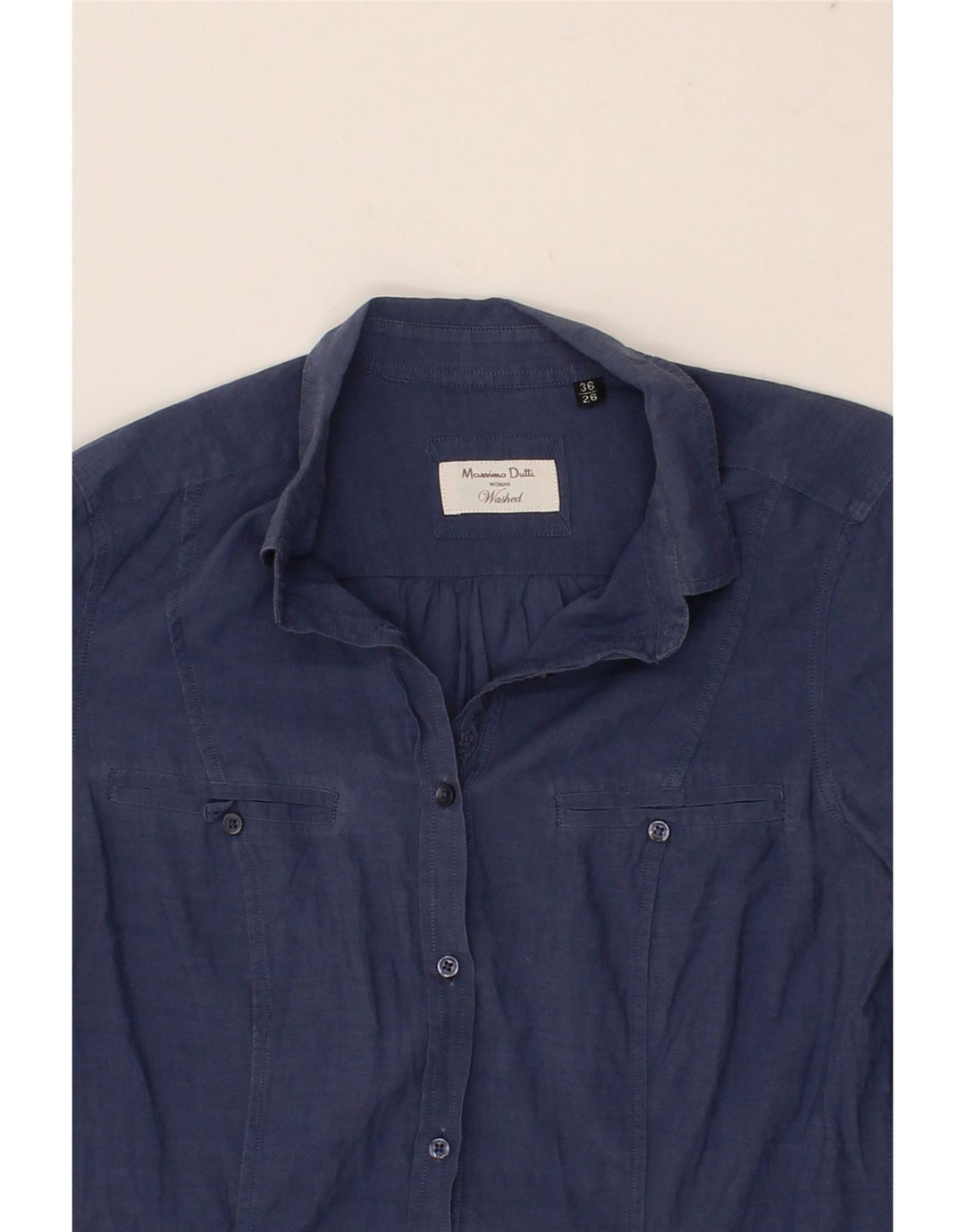 MASSIMO DUTTI Womens Washed Shirt EU 36 XS Blue Cotton Vintage Massimo Dutti and Second-Hand Massimo Dutti from Messina Hembry 