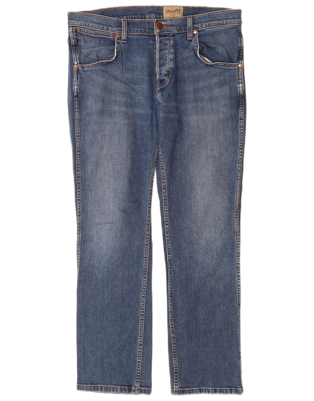 WRANGLER Dame Crank Straight Jeans W36 L32 Blå Bomuld