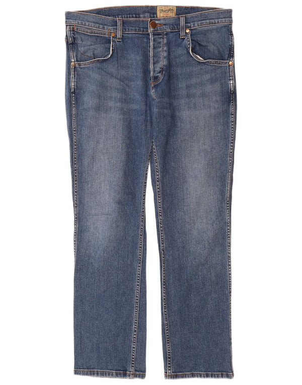 WRANGLER Dame Crank Straight Jeans W36 L32 Blå Bomuld