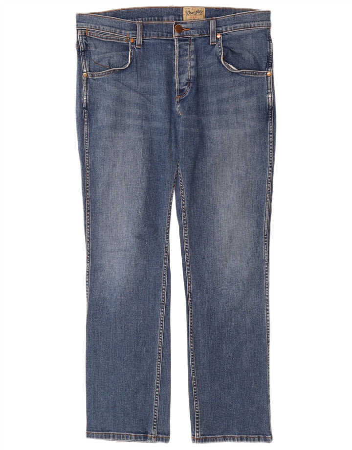WRANGLER Dame Crank Straight Jeans W36 L32 Blå Bomuld