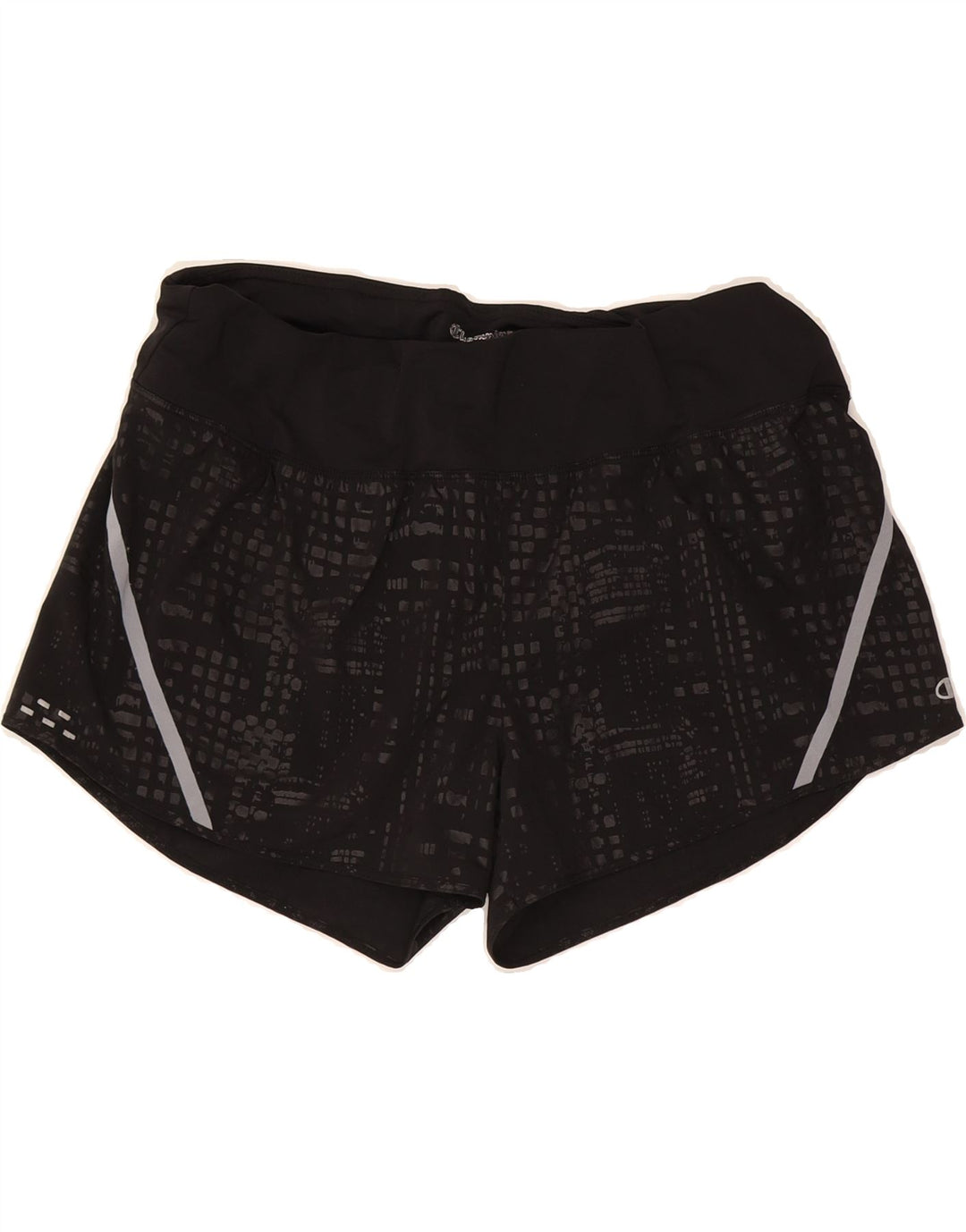 CHAMPION Womens Sport Shorts UK 16 Large Black Geometric Polyester Vintage Champion and Second-Hand Champion from Messina Hembry 