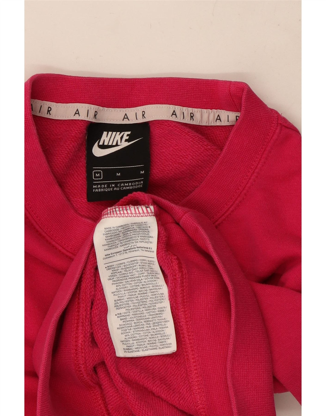 Nike Womens Crop Graphic Sweatshirt Jumper UK 14 Medium Pink Bomuld