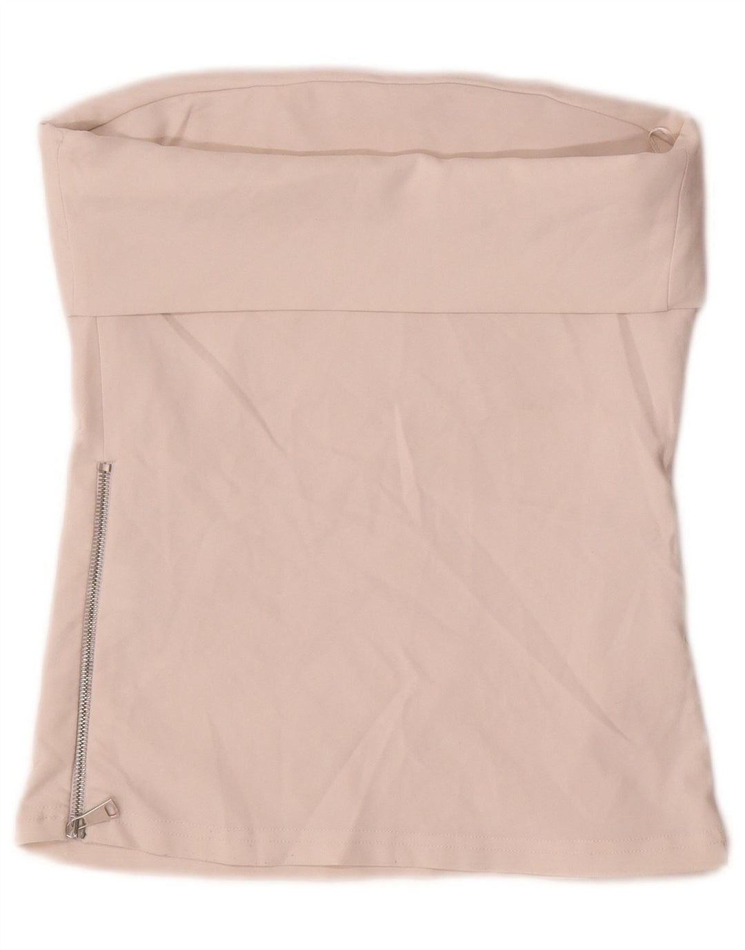 Zara Womens Crop Stropløs Top UK 12 Medium Beige Polyester