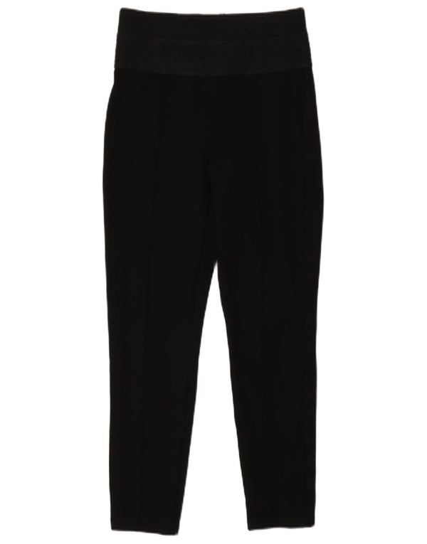 Zara Womens Crop Leggings UK 8 Small Black Herringbone