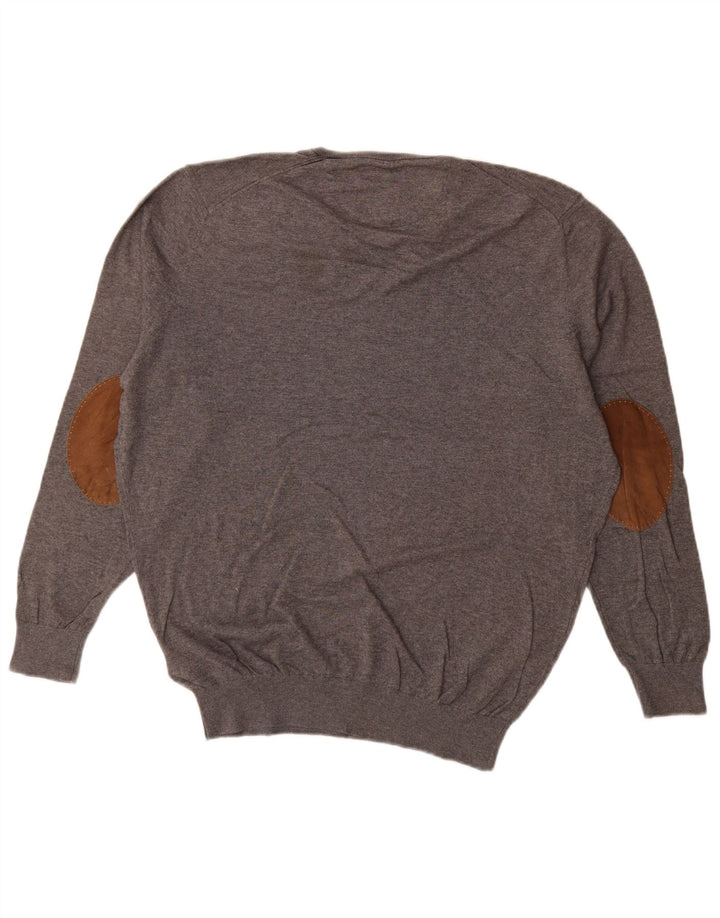 MASSIMO DUTTI Herre V-hals sweater XL Grå Bomuld