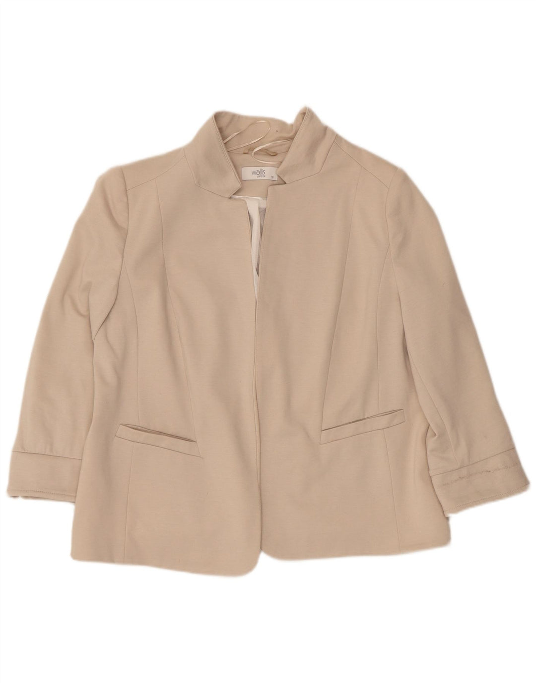 Wallis Dame 3/4 ærmet åben blazerjakke UK 18 XL Beige Polyester