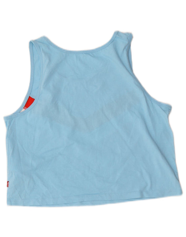 Levi's Womens Crop Vest Top UK 10 Small Blue Colourblock Bomuld