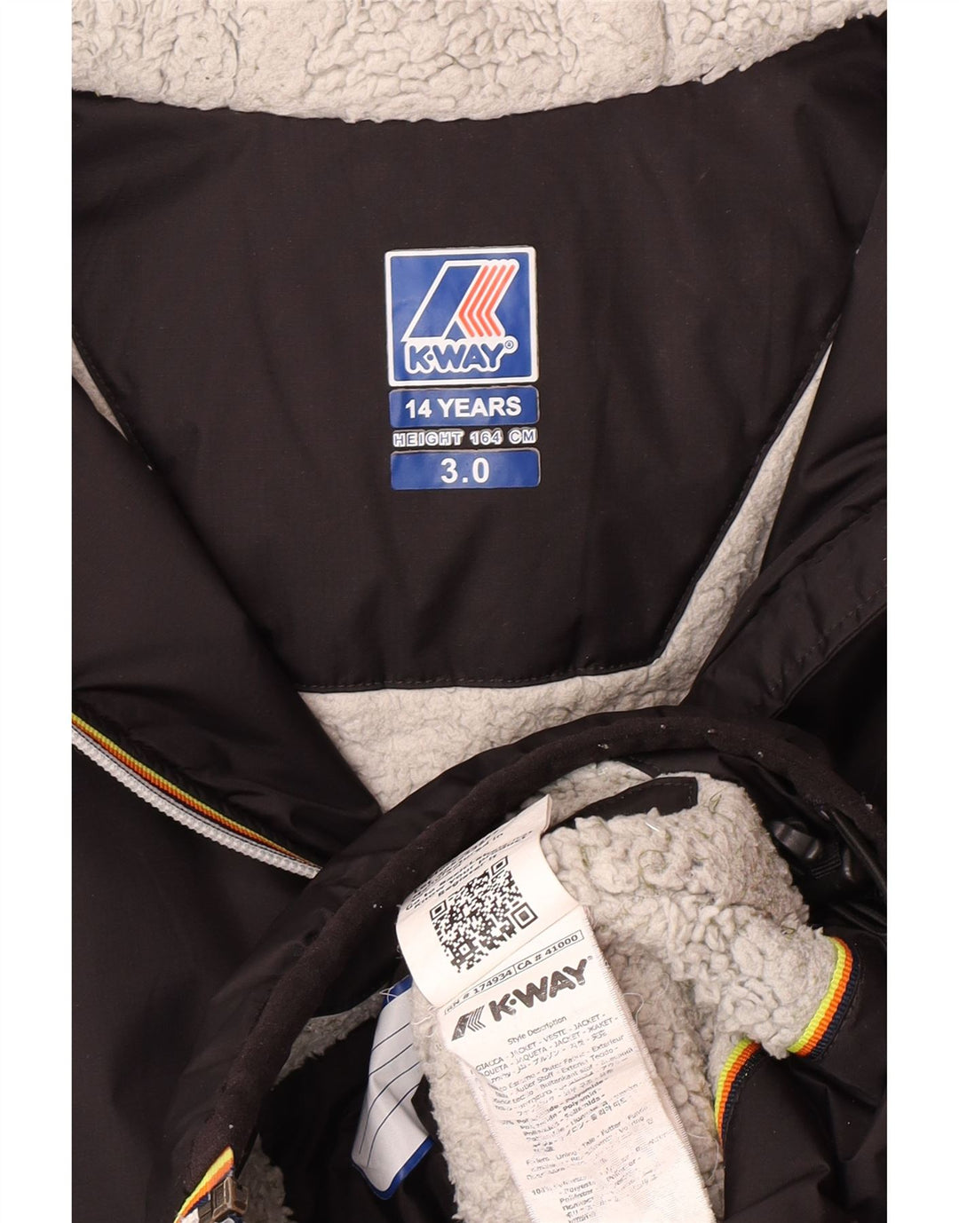K-Way Boys Hooded Windbreaker Jacket 13-14 År Sort Polyamid