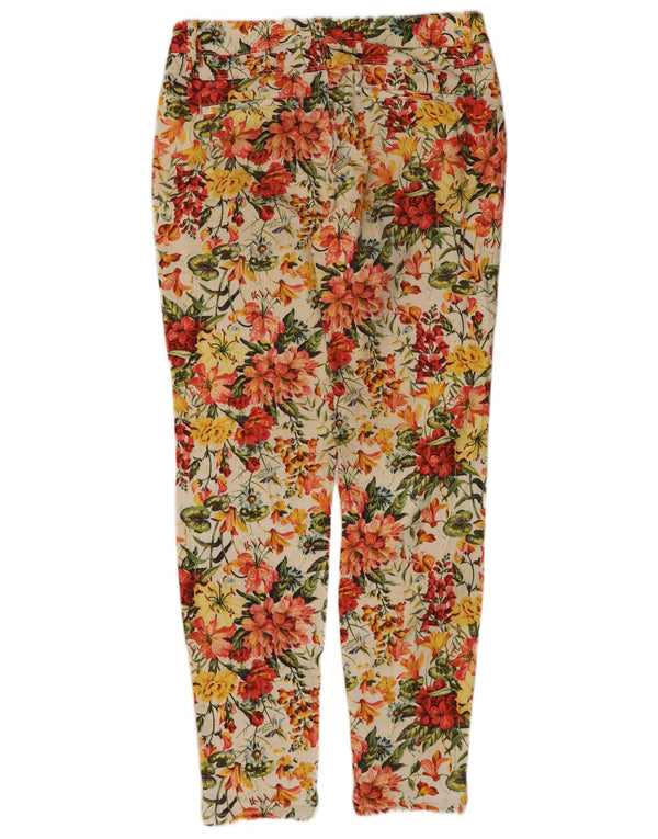 Zara Dame Slim Casual Bukser EU 38 Small W28 L28 Multicolored Floral