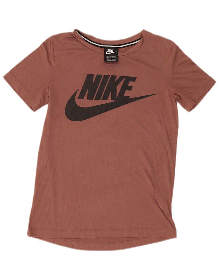 Nike grafisk T-shirt top til kvinder UK 6 XS brun polyester