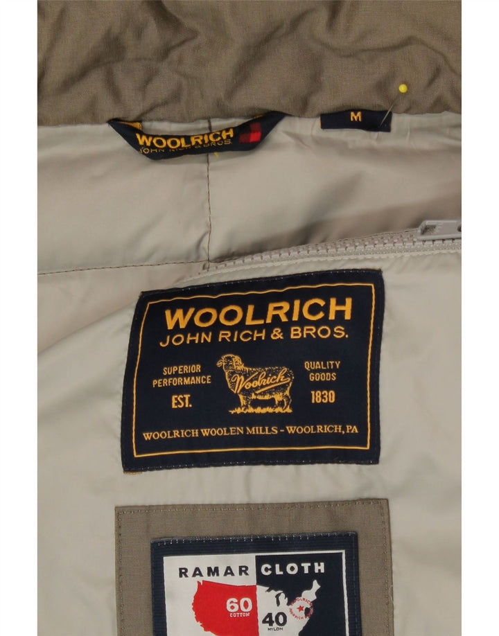 Woolrich Dame Hætte Polstret Frakke UK 14 Medium Khaki Bomuld