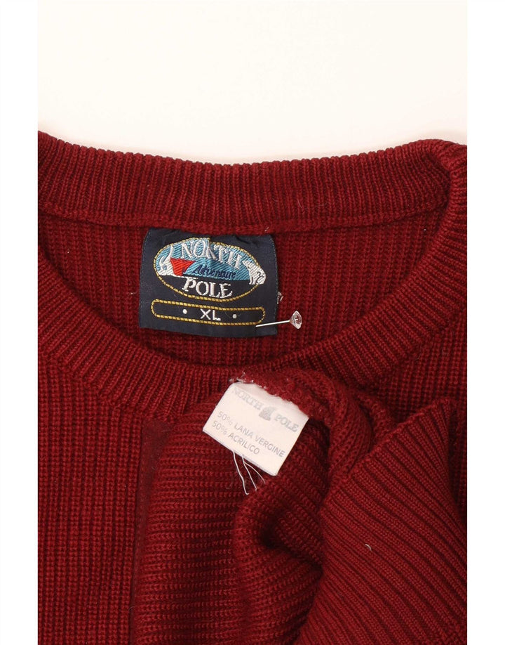 North Pole Herre Crew Neck Jumper Sweater XL Burgundy Wool