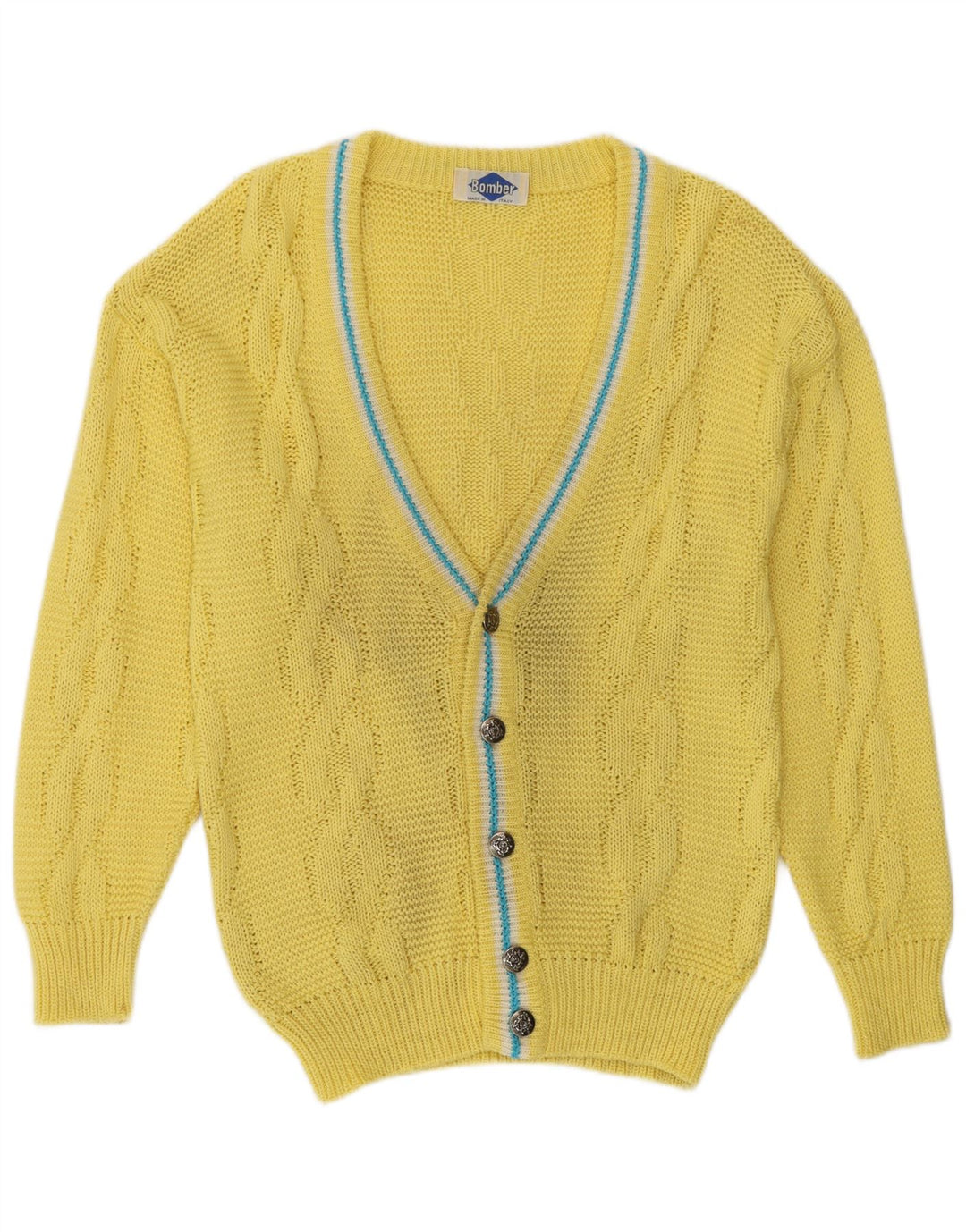 Vintage cardigan sweater til mænd, medium gul