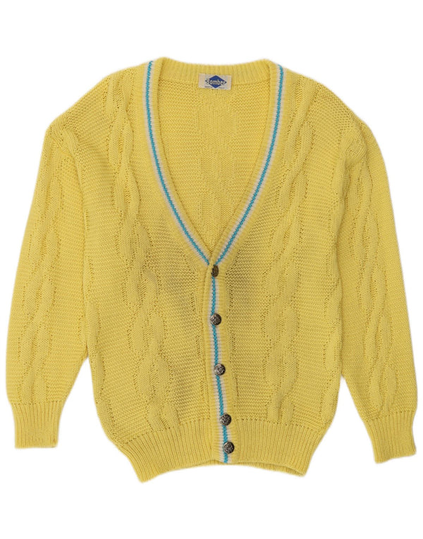 Vintage cardigan sweater til mænd, medium gul