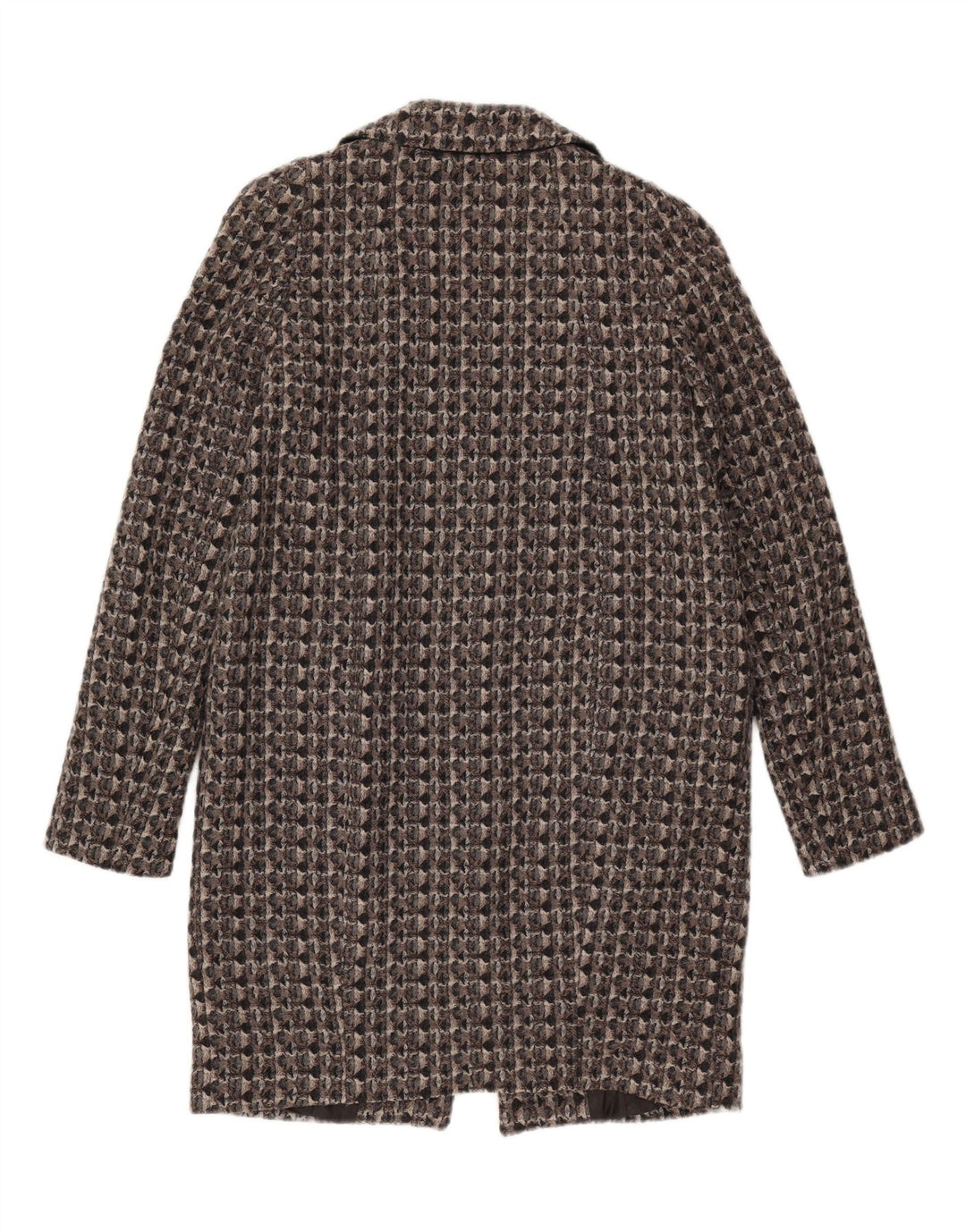 Benetton Dame Overfrakke IT 42 Medium Grey Geometrisk Uld