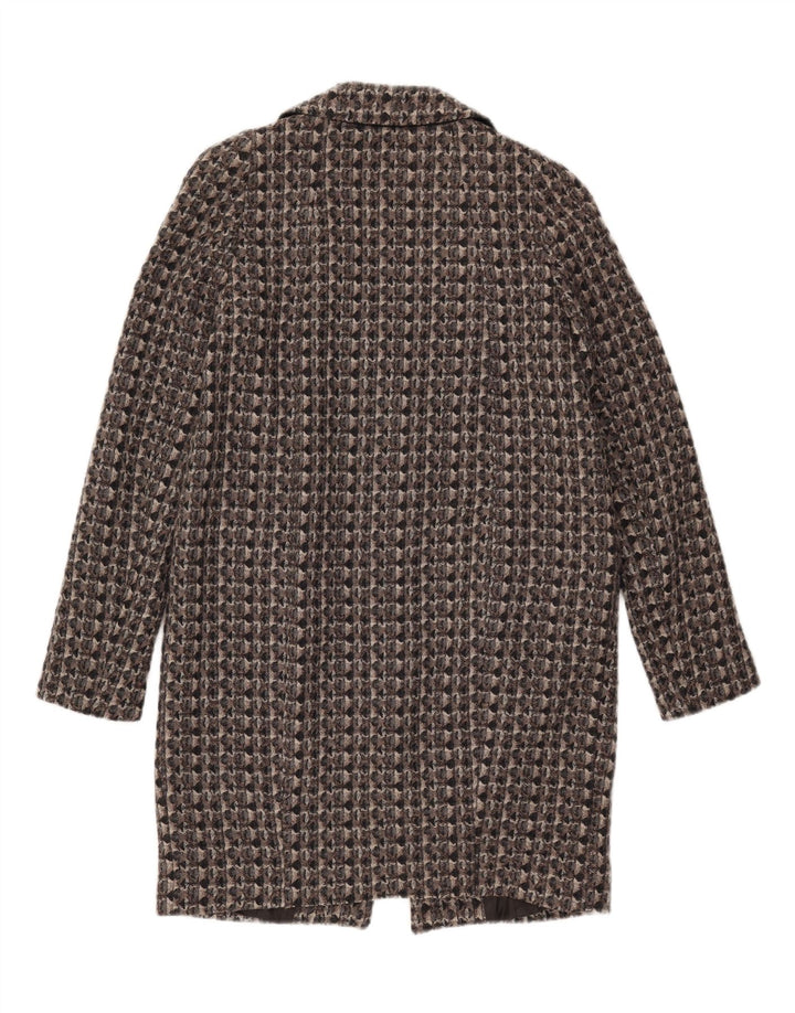 Benetton Dame Overfrakke IT 42 Medium Grey Geometrisk Uld