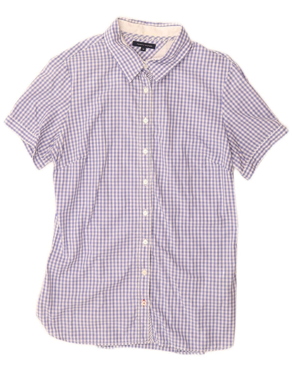 Tommy Hilfiger kortærmet skjorte til kvinder US 10 Large Blue Gingham Cotton