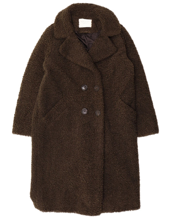 Zara Dame Teddy Bear Overfrakke UK 16 Large Khaki
