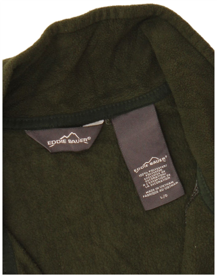 Eddie Bauer herre lynlås hals fleece jumper stor grøn polyester