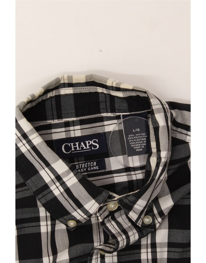 CHAPS Mens Easy Care Shirt Large Black Check Cotton Vintage Chaps and Second-Hand Chaps from Messina Hembry 