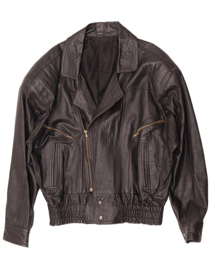 Vintage herre læderjakke IT 46 Small Black Biker