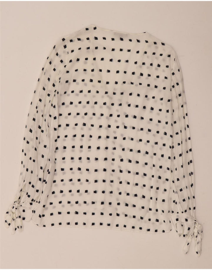 Massimo Dutti Dame Langærmet Bluse Top EU 36 XS Hvid Plettet