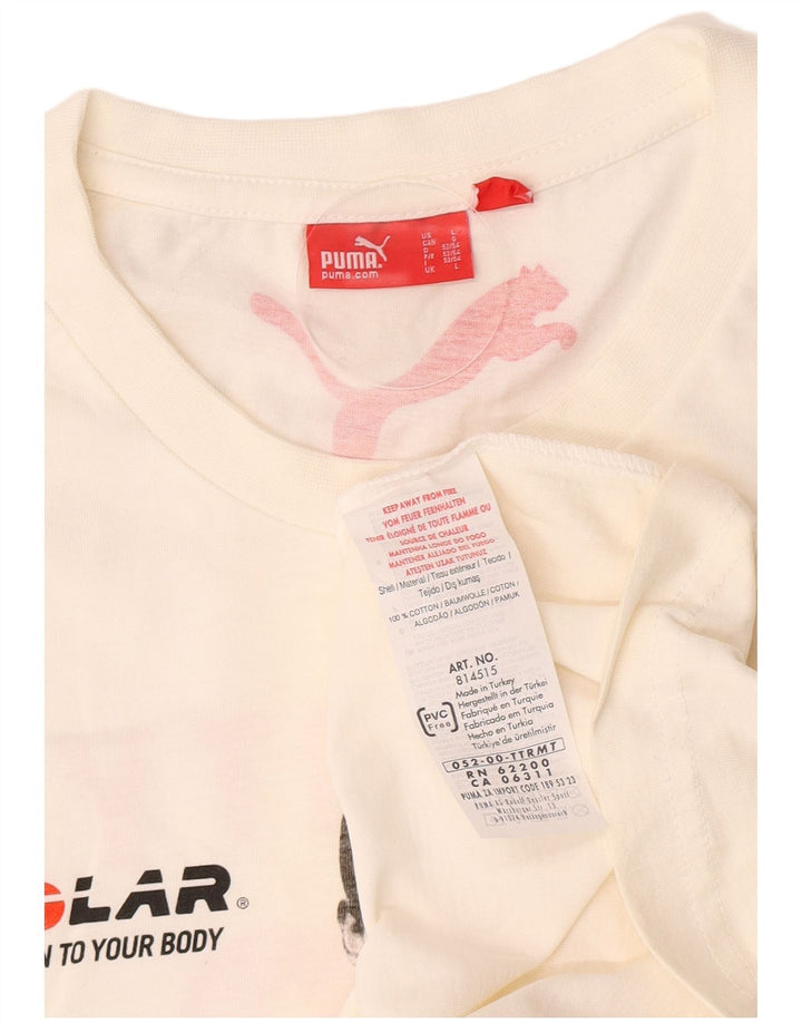 Puma Herre Grafisk T-Shirt Top Stor Hvid Bomuld