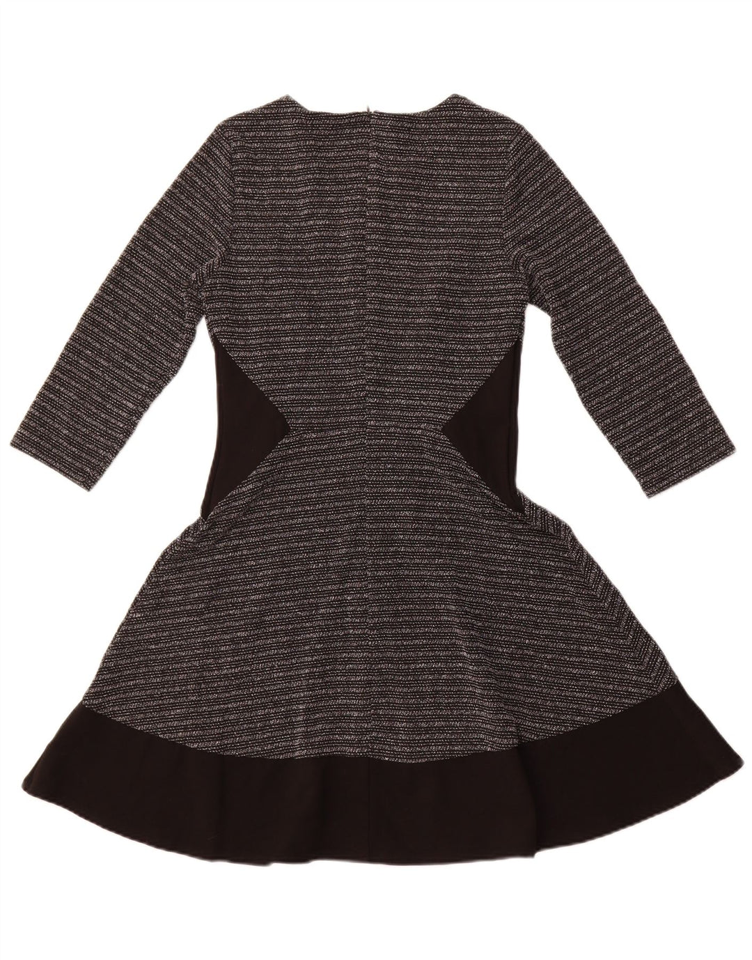 OASIS Dame 3/4 ærmet A-Line Kjole UK 8 Lille sort stribet polyester