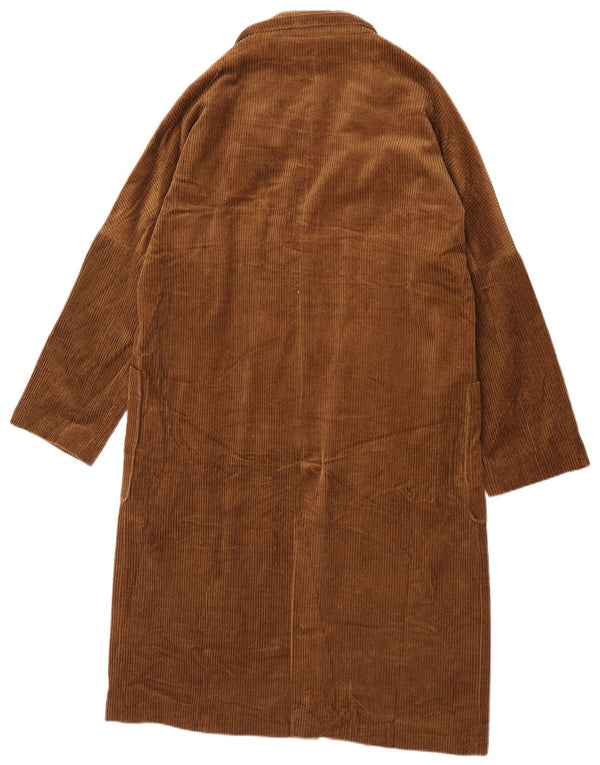 Zara Dame Dobbeltradet Corduroy Frakke UK 16 Stor Khaki Bomuld