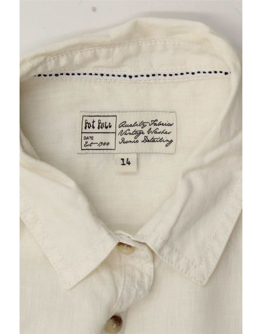 FAT FACE Dameskjorte UK 14 Medium Off White Linned