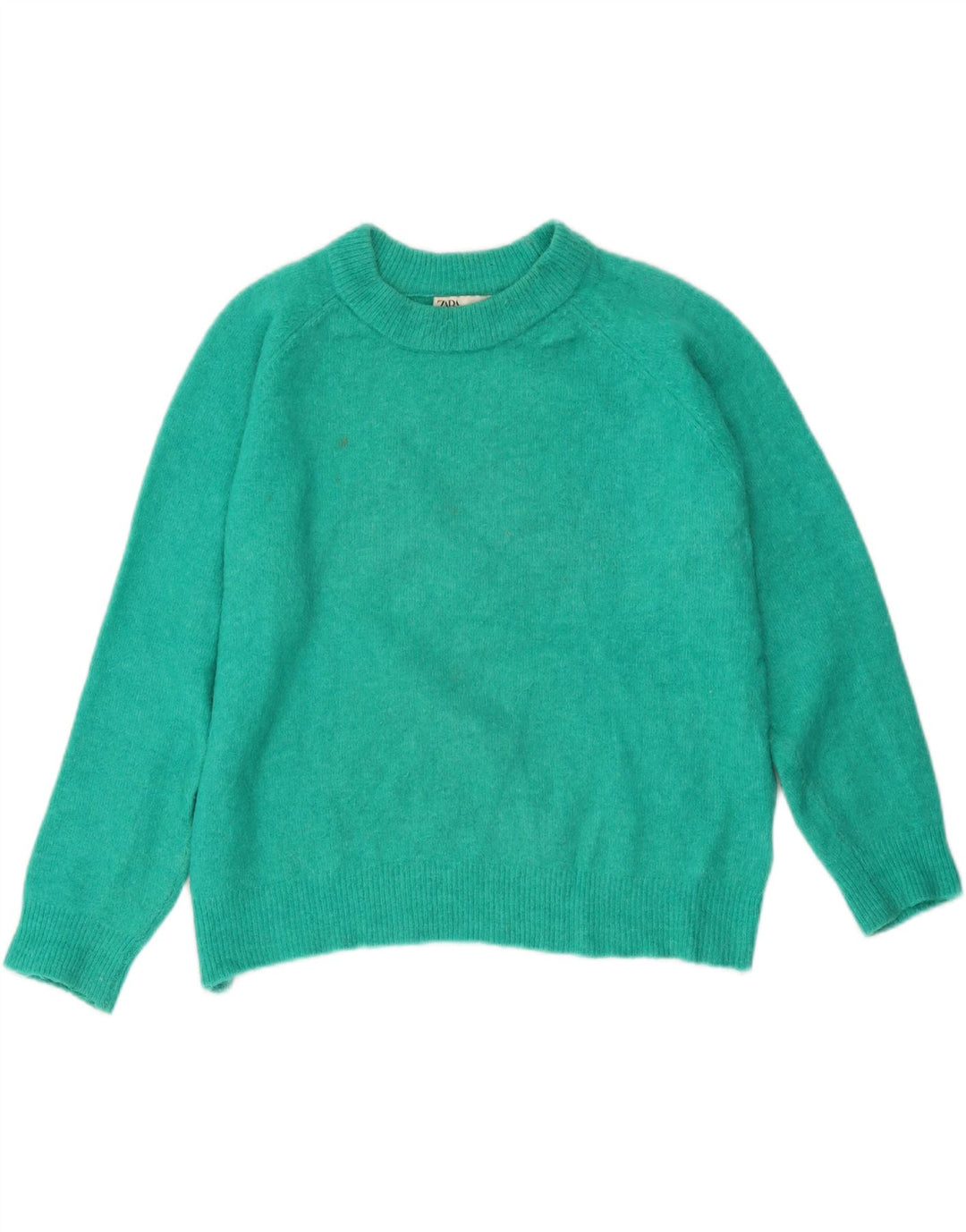 Zara Dame Jumper Sweater UK 14 Medium Grøn Nylon