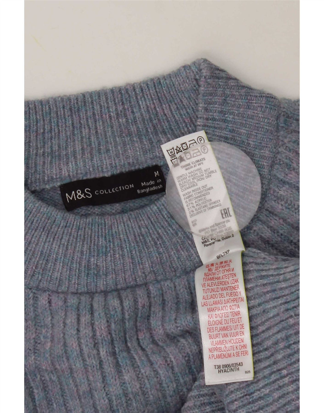 Marks & Spencer Dame Turtle Neck Sweater UK 14 Medium Blue Flecked