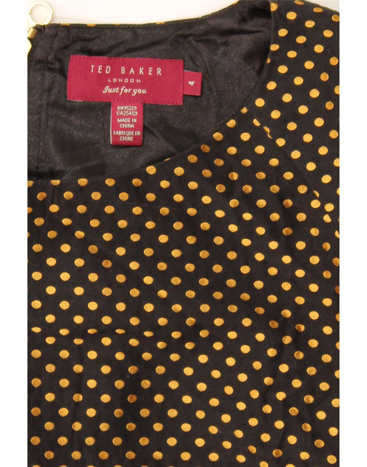 TED BAKER Womens A-Line Dress Size 4 Large Black Polka Dot Polyester Vintage Ted Baker and Second-Hand Ted Baker from Messina Hembry 