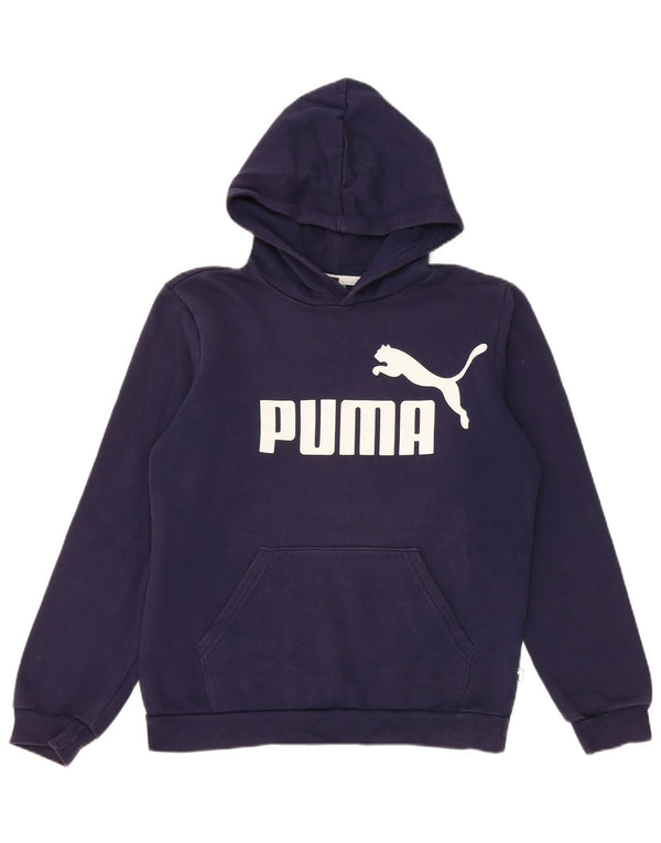 Puma piger grafisk hættetrøje 13-14 år marineblå