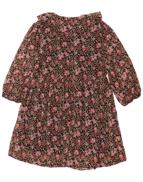 Zara Dame 3/4 ærmet A-Line Kjole UK 10 Small Multicolored Floral
