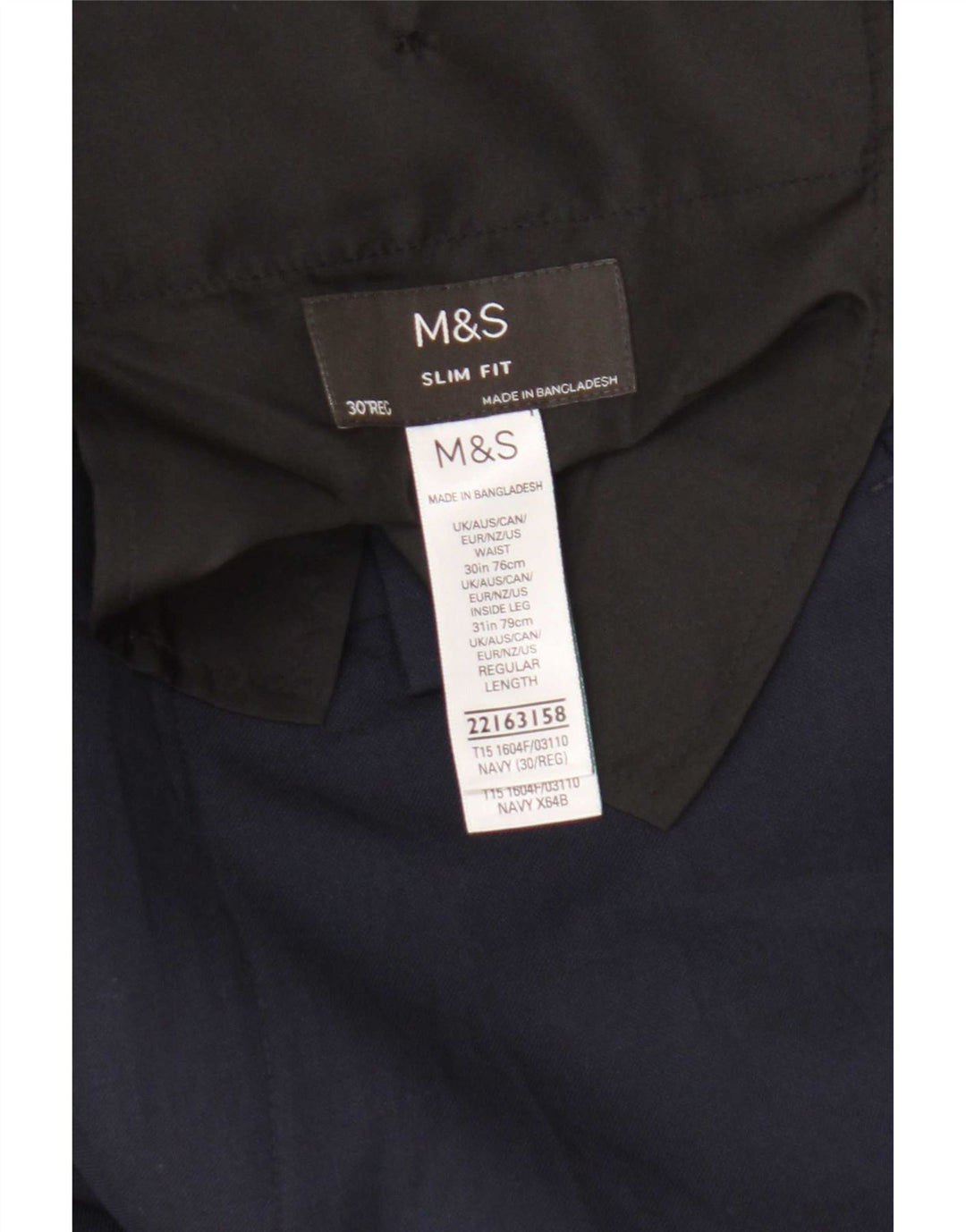 Marks & Spencer Herre Slim Fit Casual Bukser W30 L31 Marineblå polyester