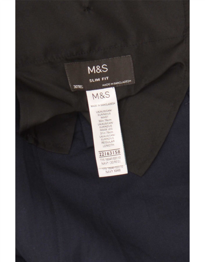 Marks & Spencer Herre Slim Fit Casual Bukser W30 L31 Marineblå polyester