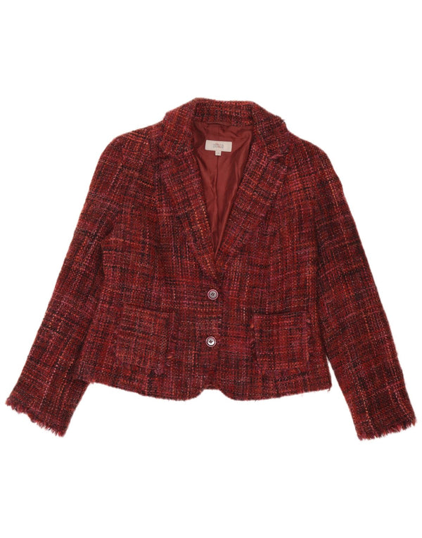 Marks & Spencer Dame 2-knaps blazerjakke UK 14 Medium Burgundy Flecked