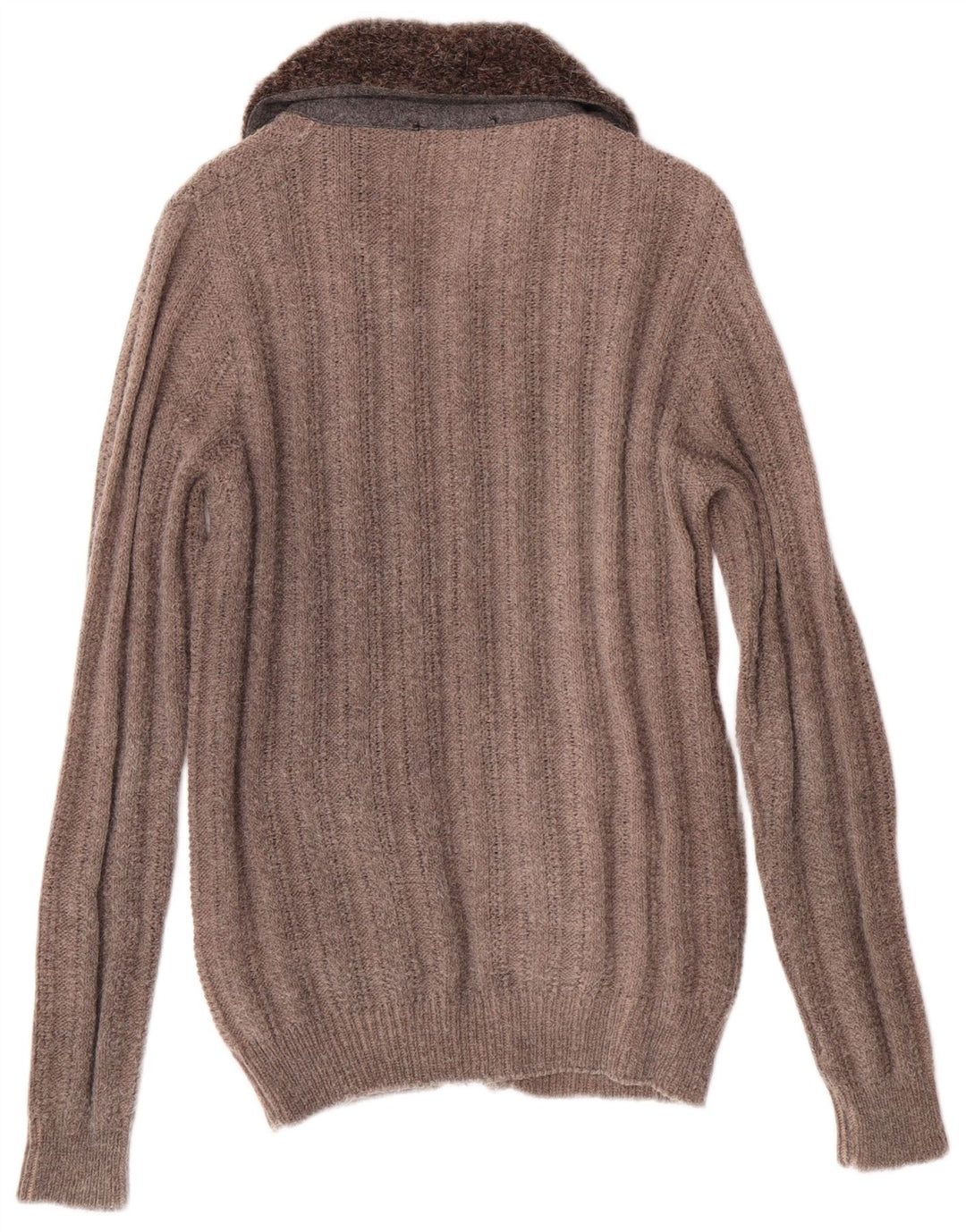 VINTAGE Dame Cardigan Sweater UK 14 Medium Brun Stribet Akryl