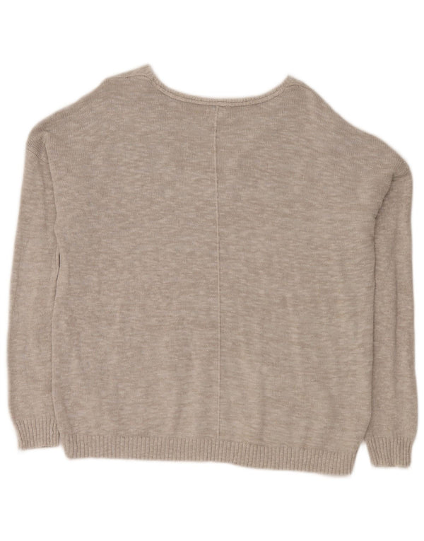 Fat Face Dame Oversized V-hals sweater UK 16 Stor Grå Bomuld