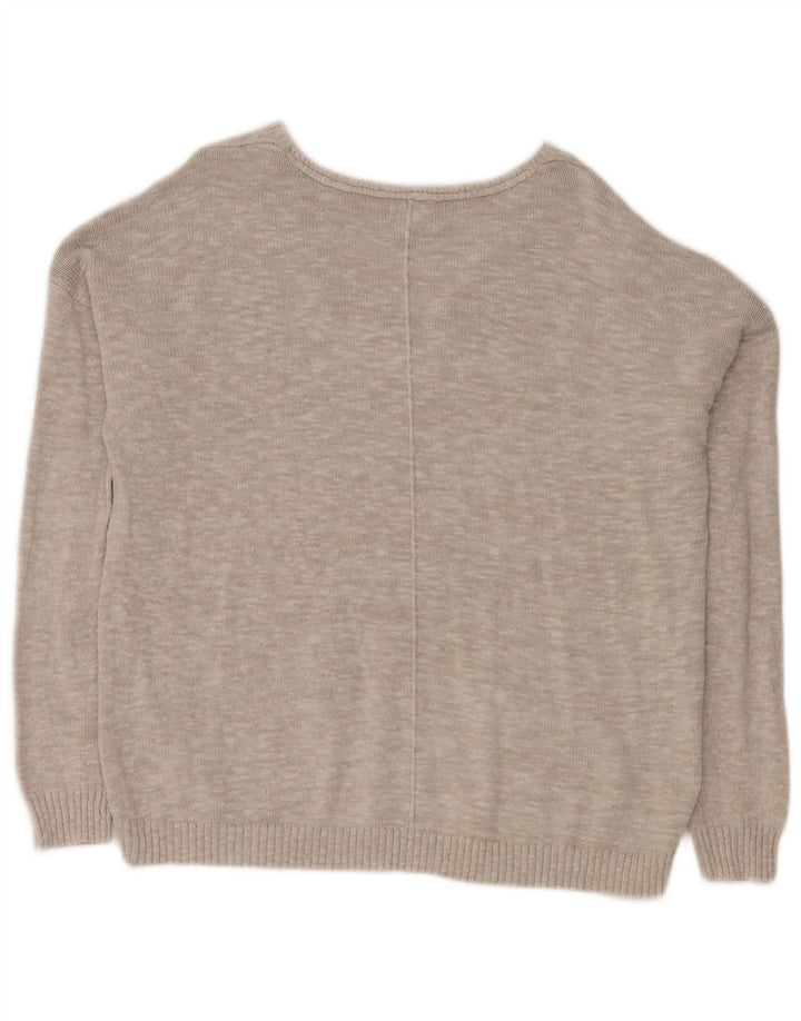 Fat Face Dame Oversized V-hals sweater UK 16 Stor Grå Bomuld