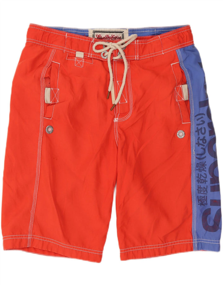 SUPERDRY Grafiske badeshorts til mænd Small Red Colourblock Polyester