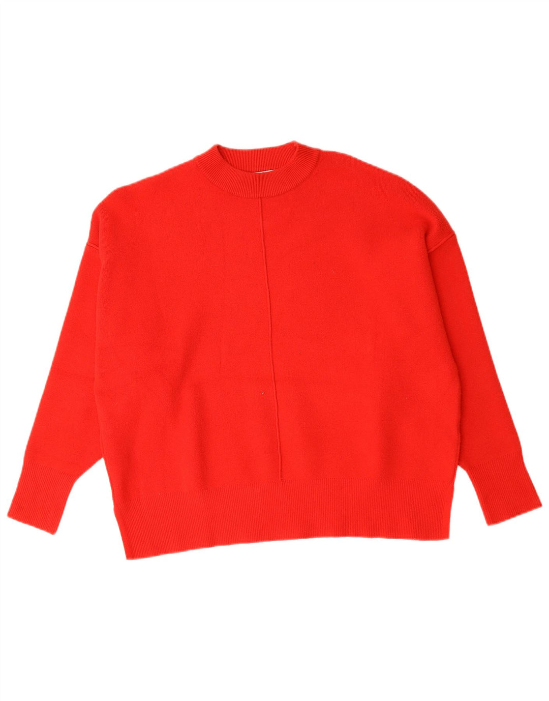 ZARA Womens Oversized Crew Neck Jumper Sweater UK 10 Small Red Viscose