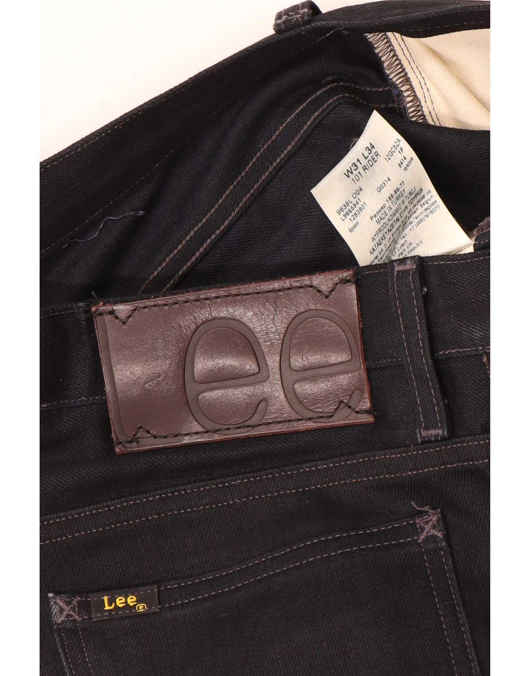 Lee Mens 101 Rider Slim Jeans W31 L34 Sort Bomuld