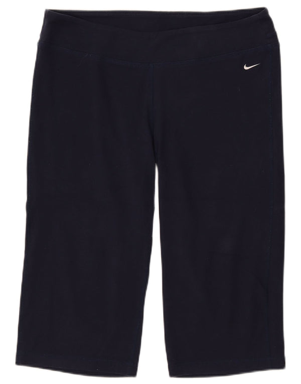 NIKE Dri Fit grafiske Bermuda sportsshorts til kvinder UK 16 Large Navy Blue