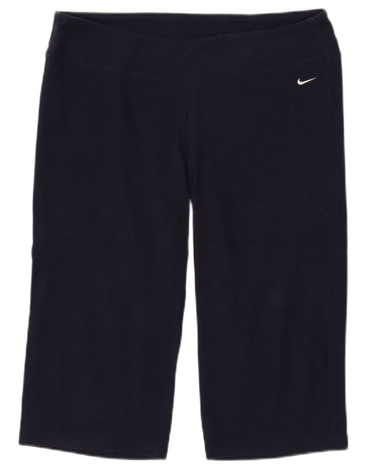 NIKE Dri Fit grafiske Bermuda sportsshorts til kvinder UK 16 Large Navy Blue