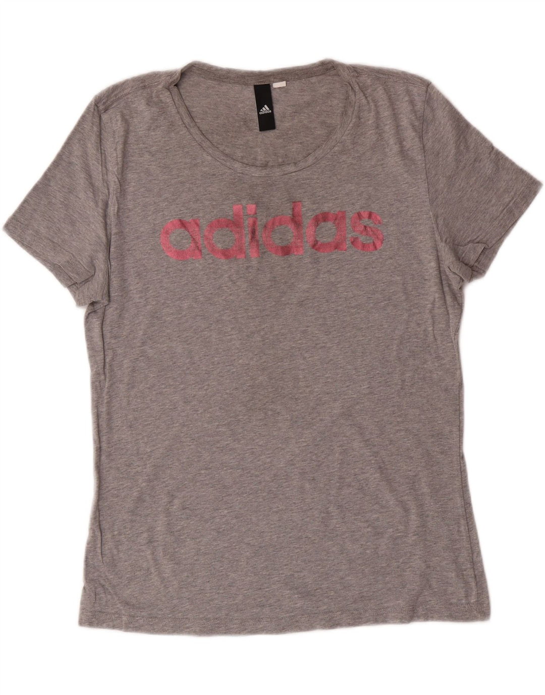 ADIDAS Womens Graphic T-Shirt Top UK 14 Large Grey Vintage Adidas and Second-Hand Adidas from Messina Hembry 