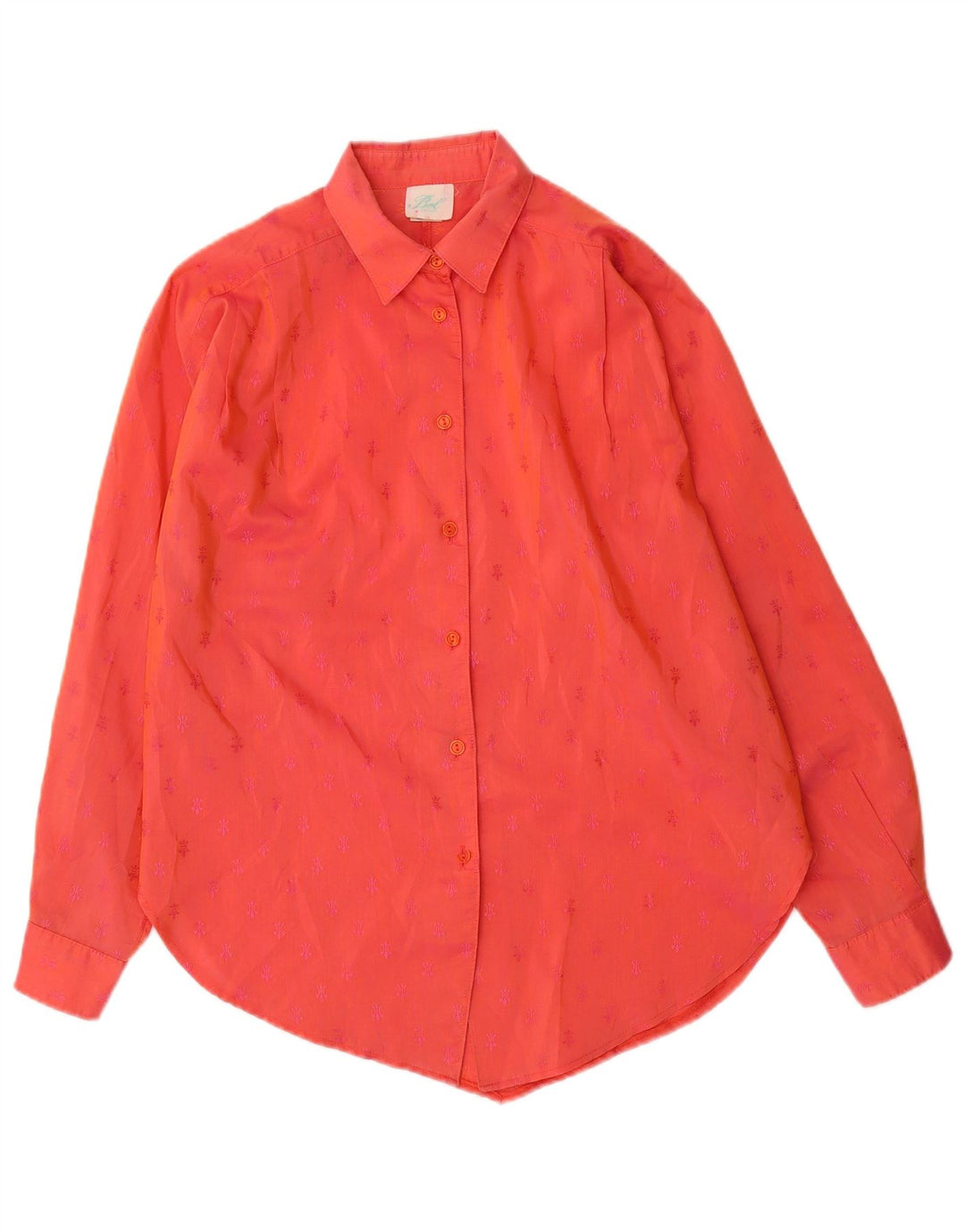 Vintage langærmet skjorte til kvinder EU 38 Medium Rød Flecked Bomuld