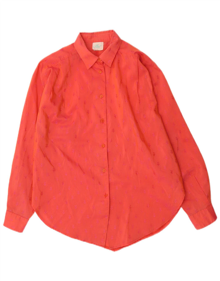 Vintage langærmet skjorte til kvinder EU 38 Medium Rød Flecked Bomuld