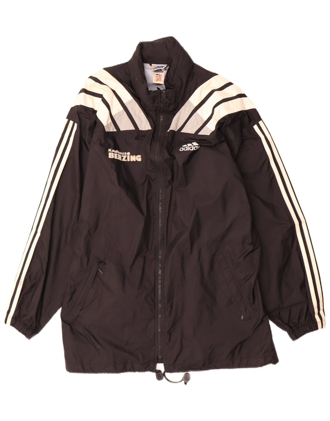 Adidas Regnjakke til mænd UK 40/42 Medium Black Colourblock Nylon